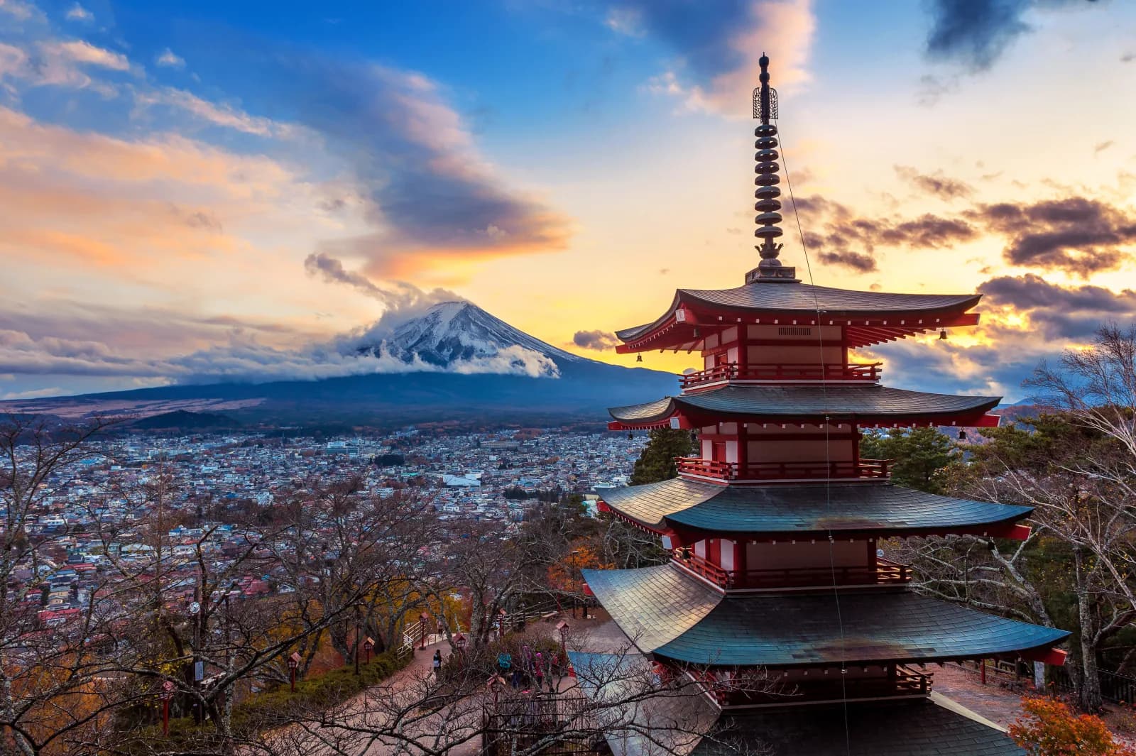 Mount Fuji and a Japanese pagoda, a destination for Japanese visa applicants from Uganda